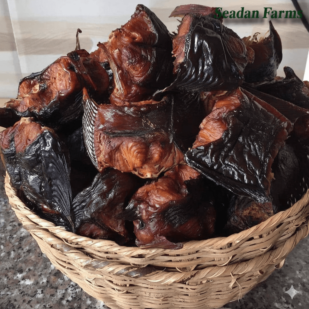 Seadan Farms smoked catfish cuts in basket